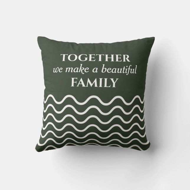 Forest Green Photo Quote Wavy Pattern Double Sided Throw Pillow (Back)