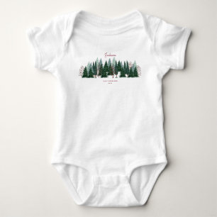 Forest green pine trees nature Christmas Holiday Baby Bodysuit