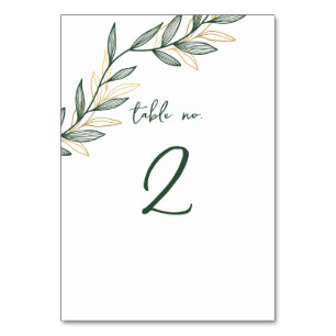 Forest Green Pink Leaf Table Number Card 2