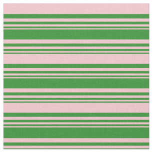 Forest Green & Pink Lined Pattern Fabric