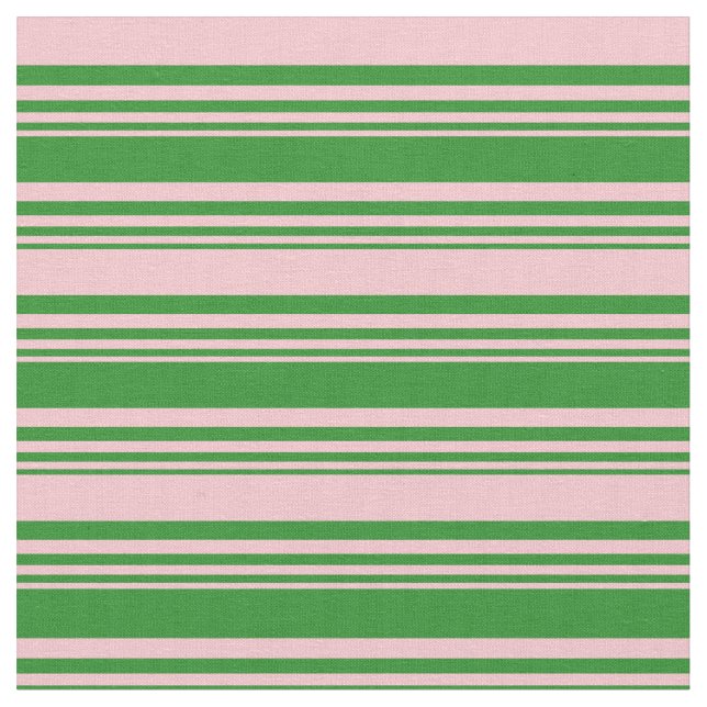 Forest Green & Pink Lined Pattern Fabric (Close Up)
