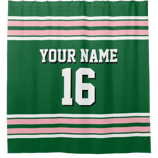 Forest Green Pink White Stripes Sports Jersey (Front)