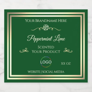 Forest Green Product Label Gold Frame with Logo