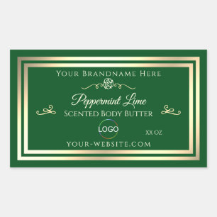 Forest Green Product Label Gold Frame with Logo