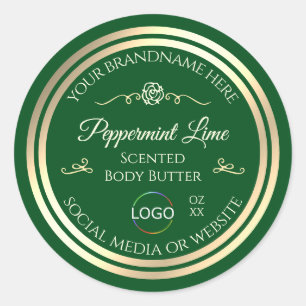 Forest Green Product Label Gold Frame with Logo