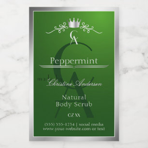 Forest Green Product Label Silver Frame Monogram