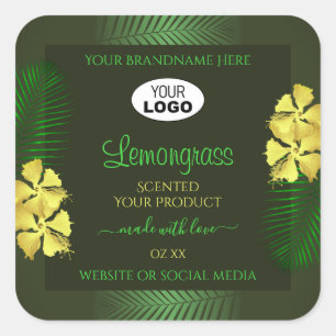 Forest Green Product Labels Yellow Hibiscus Logo