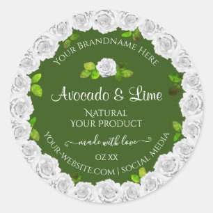 Forest Green Product Packaging Labels White Roses