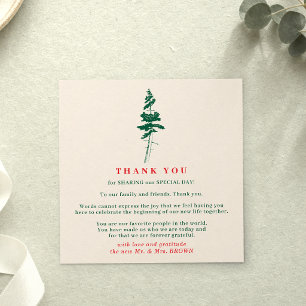 Forest Green & Red   Christmas Wedding Thank You Invitation