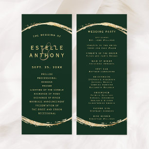 Forest Green Rustic Gold Circle Ampersand Wedding Program
