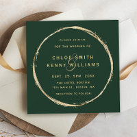 Forest Green Rustic Gold Circle Wedding Square