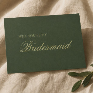 Forest Green & Sage Modern Bridesmaid Proposal Card