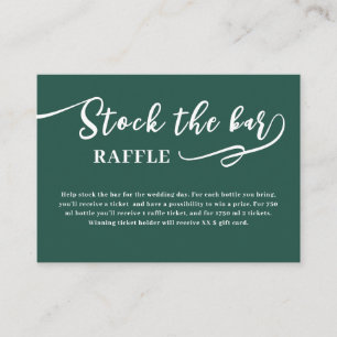 Forest Green Script Stock the bar Bridal Shower Enclosure Card