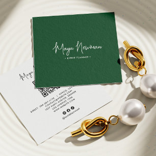 FOREST GREEN SIGNATURE Modern Minimal QR Code Square Business Card