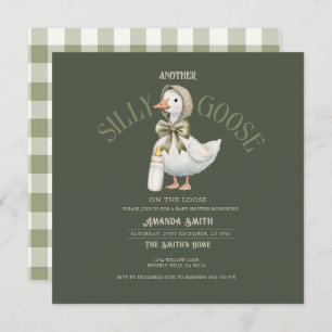 Forest Green Silly Goose neutral Baby Shower Invitation