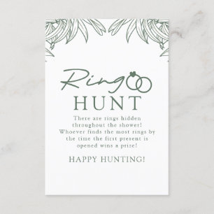 Forest Green Simple Botanical Ring Hunt Bridal Enclosure Card