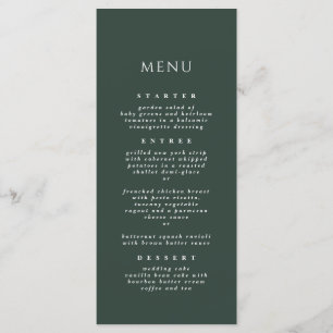 Forest Green Simple Elegant Modern Dinner Wedding Menu