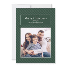 Forest Green Simple Photo Frame Striped Christmas