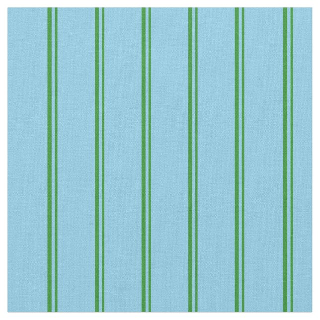 Forest Green & Sky Blue Coloured Stripes Pattern Fabric (Close Up)
