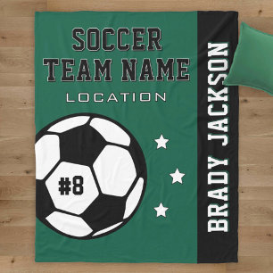 Forest Green Soccer Team Name Player Fleece Blanket