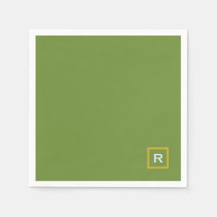 Forest Green Solid Colour Classic Plain Initial Napkin