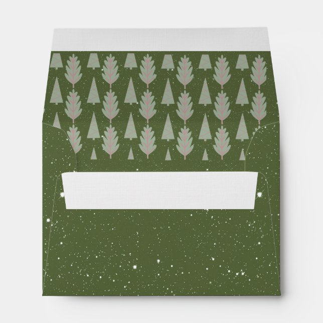 Forest Green Starry Night Sparkles Envelope (Back (Bottom))