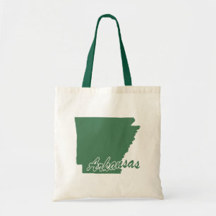 Forest Green State Of Arkansas Shape Tote Bag