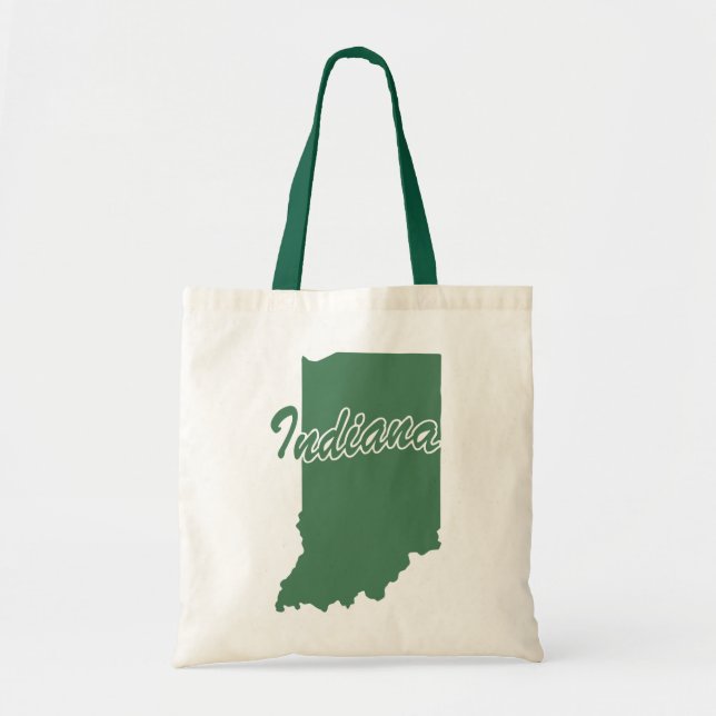 Forest Green State Of Indiana Shape Tote Bag (Front)