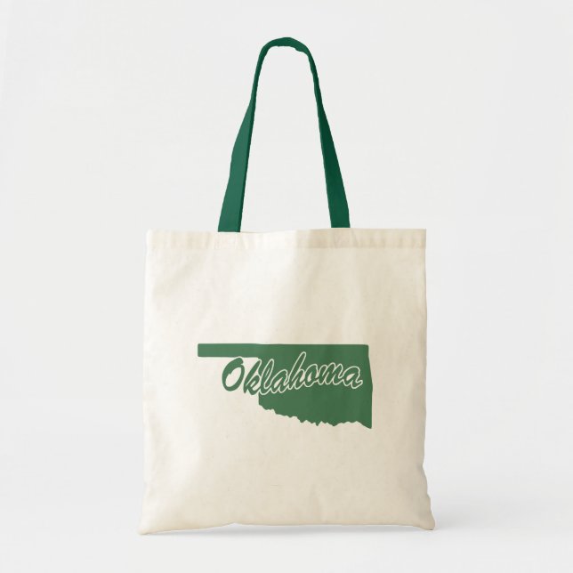 Forest Green State Of Oklahoma Shape Tote Bag (Front)