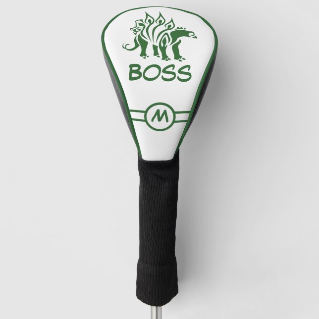 Forest Green Stegosaurus Spiked  Dinosaur  Golf Head Cover (Front)