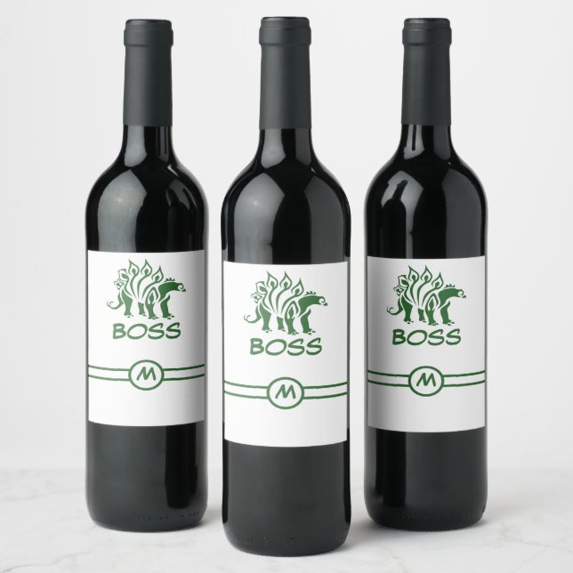 Forest Green Stegosaurus Spiked  Dinosaur  Wine Label (Bottles)