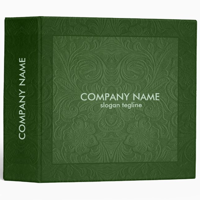 Forest Green Suede Floral Leather Look Binder (Front/Spine)