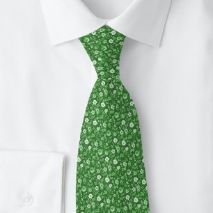 Forest Green Tiny Flowers Tie