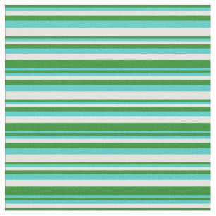 Forest Green, Turquoise & White Stripes Fabric