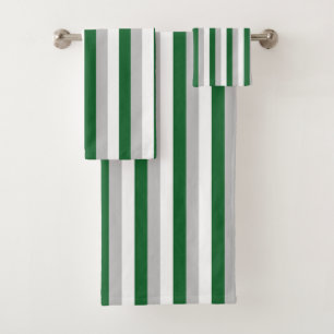 Forest Green vertical, argent et rayures blanches