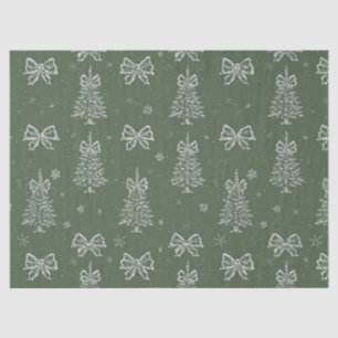 Forest Green Vintage Evergreen Winter Pattern Tissue Paper