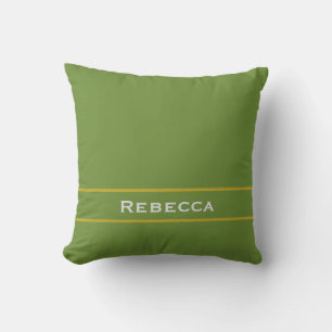 Forest Green Vintage Solid Colour Plain Monogram Throw Pillow