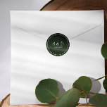 Forest Green |  Wedding Classic Monogram Classic Round Sticker<br><div class="desc">Designed to match our Cream and Ivory Organic Wedding  collection,  round stickers feature your initials or monogram and wedding date on a white font on a sage colour.</div>