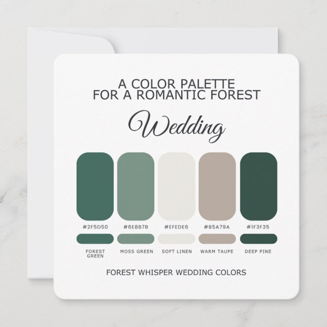 Forest Green Wedding Colour Palette Card (Front)