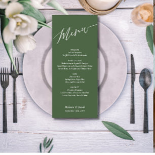 Forest Green Wedding Flat Menu Card