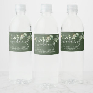 Forest Green Wedding Water Bottle Label