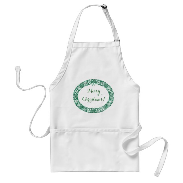 Forest Green White Christmas Wreath to Customize Standard Apron (Front)