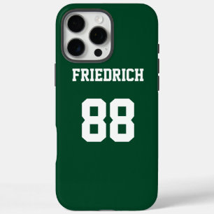 Forest Green White Jersey Name Number iPhone 16 Pro Max Case