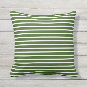 Forest Green White Stripe Custom Spring Summer Outdoor Pillow