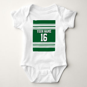Forest Green White Team Jersey Custom Number Name Baby Bodysuit