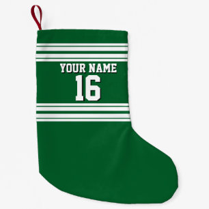 Forest Green White Team Jersey Custom Number Name Small Christmas Stocking
