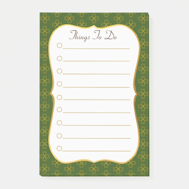 Forest Green & White Things To Do Post-it Notes (Front)