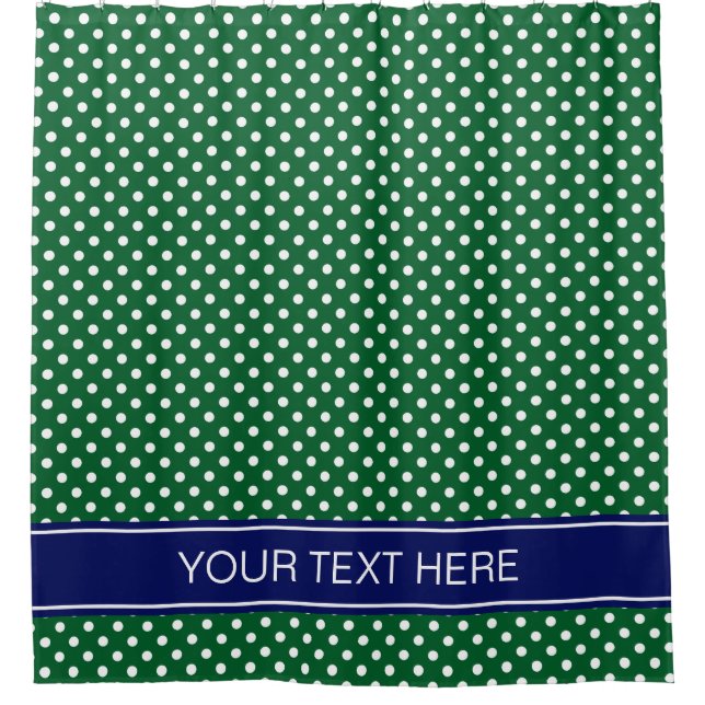 Forest Green Wht Polka Dot Navy Blue Name Monogram (Front)