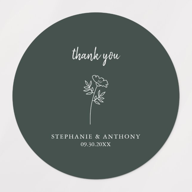 Forest Green Wildflower Wedding Thank You (Design 3)