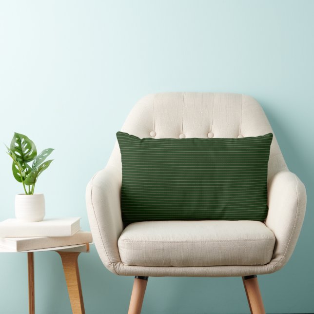 Forest Green with Arty Taupe Pinstripe  Lumbar Pillow (Chair)